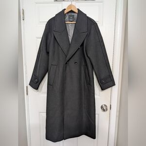 Mango Long Black Double-Breasted Trench Coat